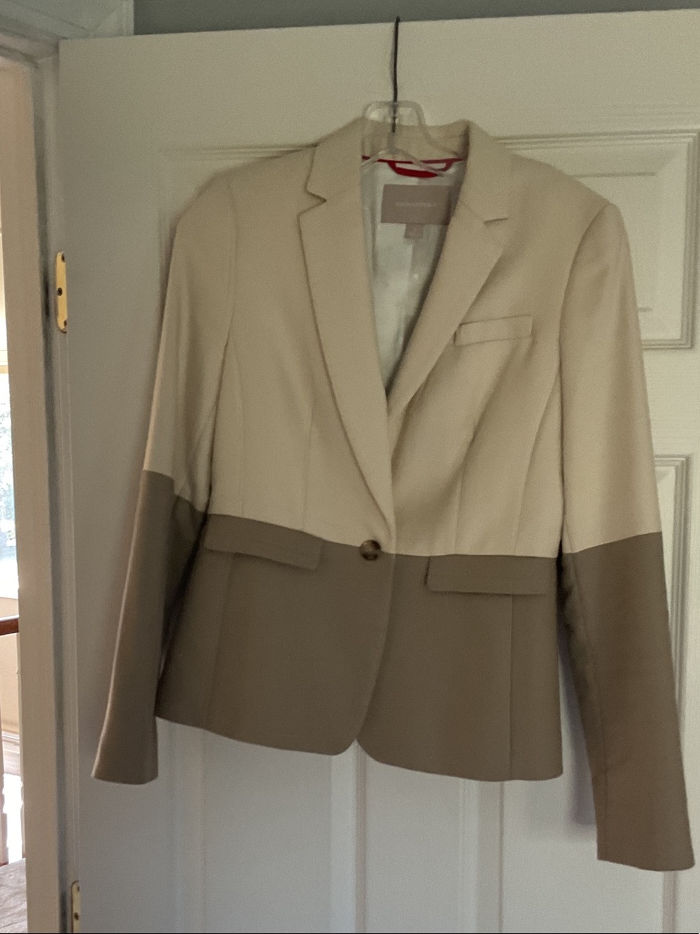 Banana Republic Two-Tone Cream and Taupe Colorblock Blazer